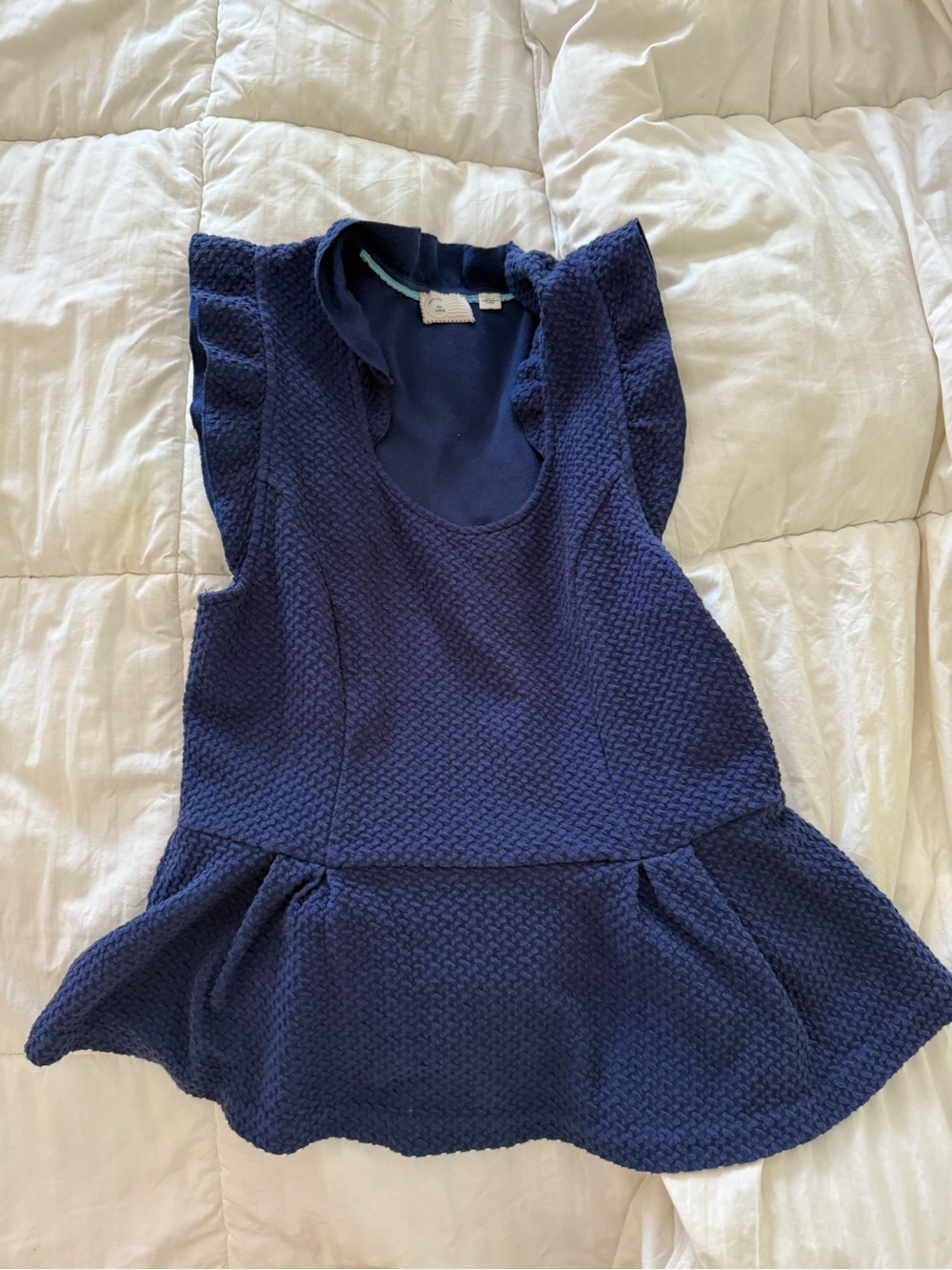 Anthropologie. Mod Ref Navy Textured Ruffle Peplum Tank